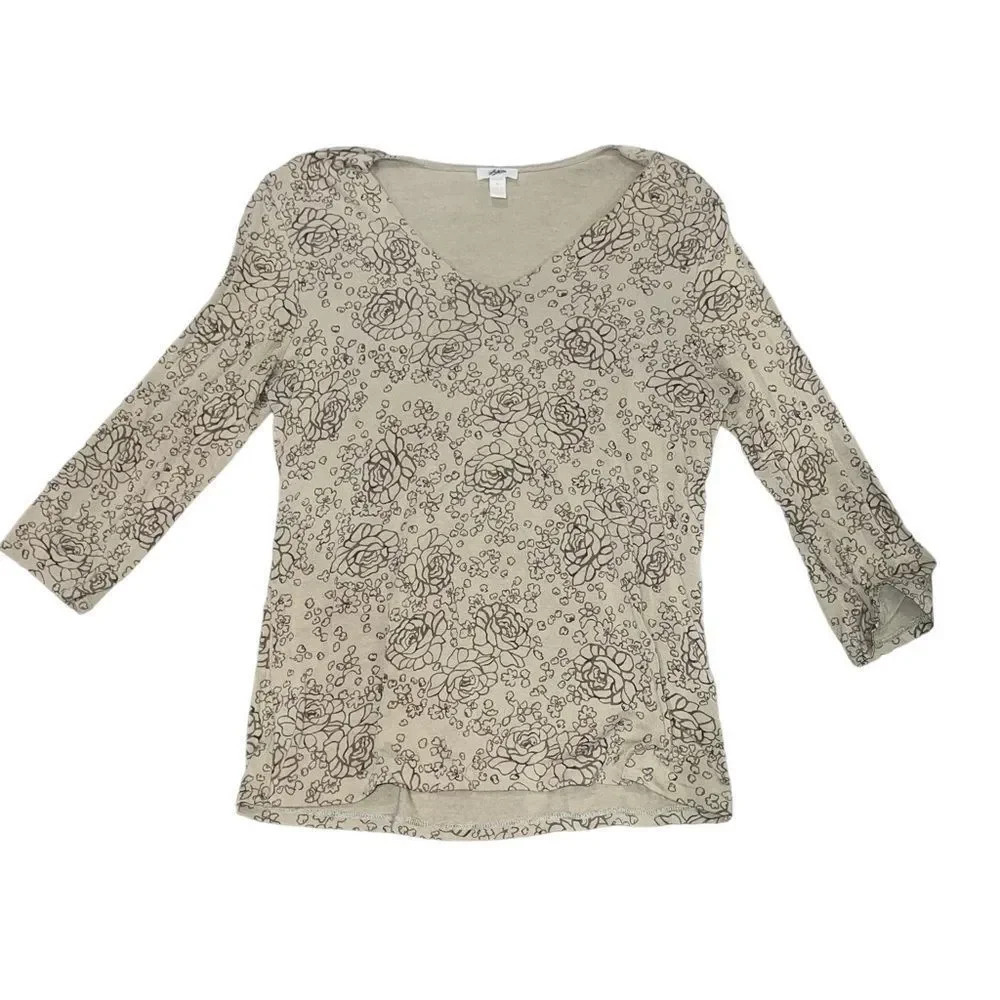 J. Jill Floral Green Blouse Size Small
